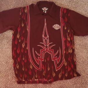 Harley-Davidson shot sleeve silk shirt.